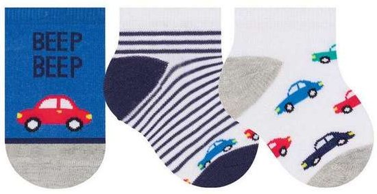 Kit 3 pares de Meias Bebê Cano Curto Selene 1360-002 998-Royal-Branco