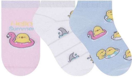 Imagem principal Kit 3 pares de Meias Infantil Cano Curto Selene 2315-001 998-Rosa-Claro-Branco-Azul-Claro SELENE