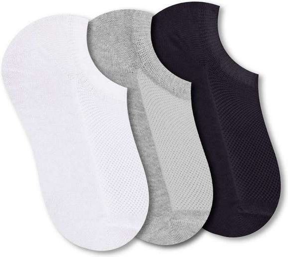 Kit 3 pares de Meias Infantil Invisível Selene 2930-001 999-Branco-Cinza-Mescla-Preto