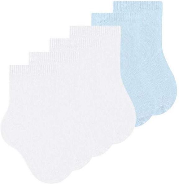 Kit 6 pares de Meias Infantil Cano Médio Selene 1355-001 Branco-Azul