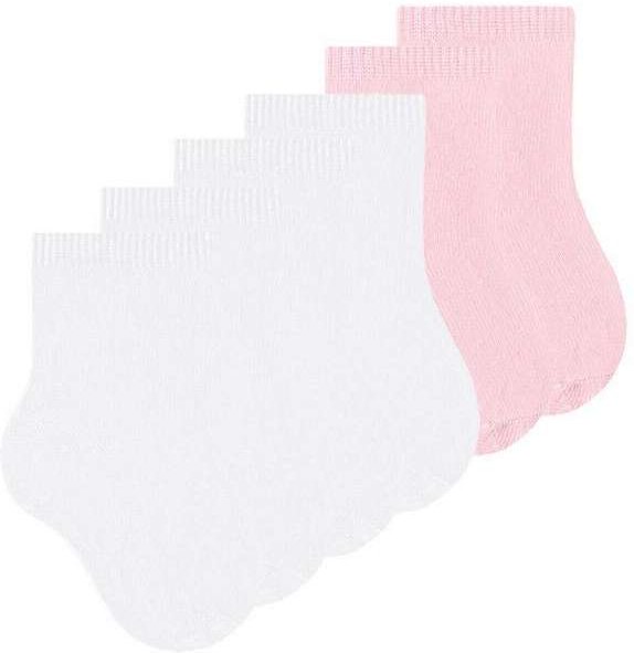 Kit 6 pares de Meias Infantil Cano Médio Selene 1355-001 Branco-Rosa