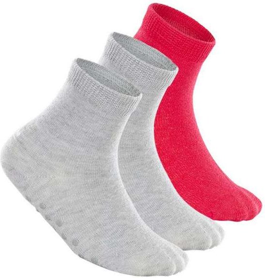 Kit 3 pares de Meias Bebê Antiderrapante Lupo 2041-032 Cinza-Rosa