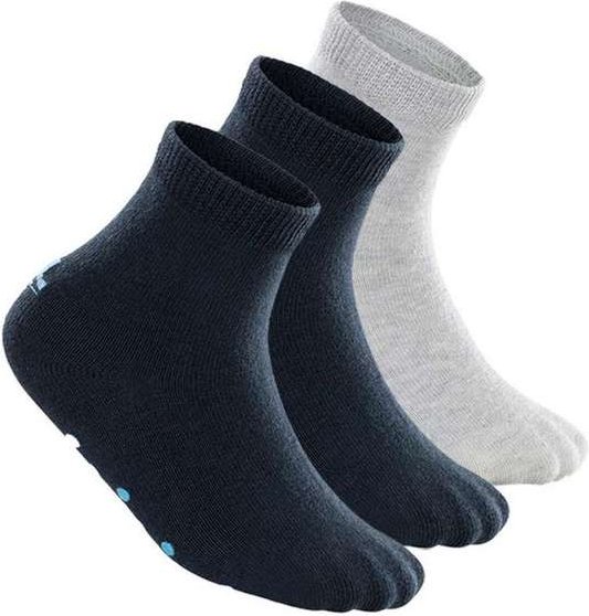 Kit 3 pares de Meias Bebê Antiderrapante Lupo 2041-032 Marinho-Cinza