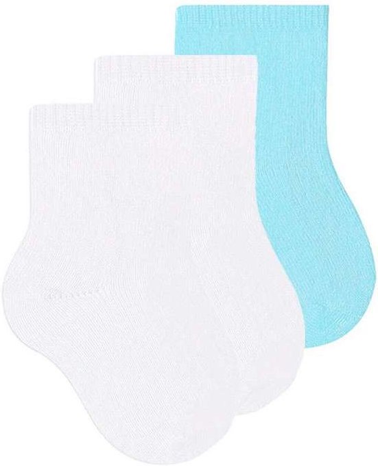 Kit 3 pares de Meias Bebê Cano Curto Selene 1320-001 Branco-Azul