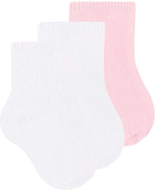 Kit 3 pares de Meias Bebê Cano Curto Selene 1320-001 Branco-Rosa