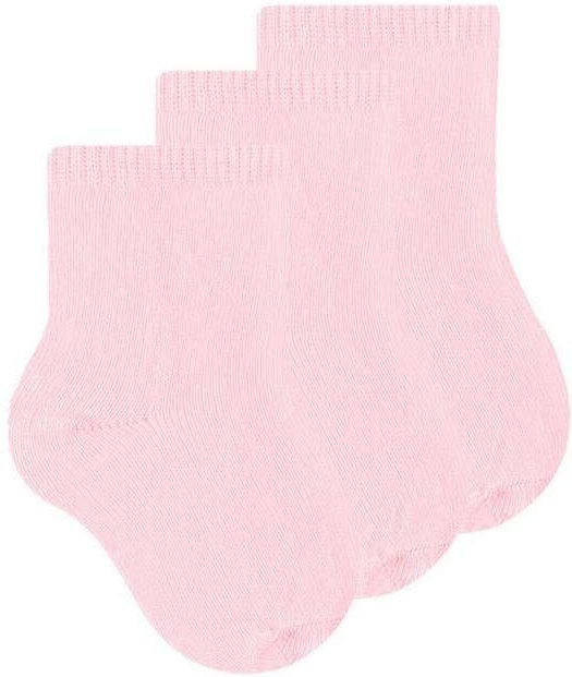Kit 3 pares de Meias Bebê Cano Curto Selene 1320-001 Rosa
