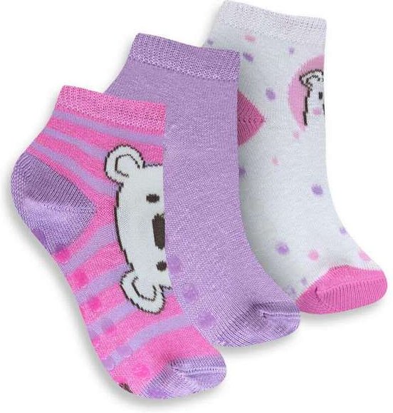 Kit com 3 Meias Bebê Cano Médio Trifil 1005 0913-Rosa-Dalia-Branco