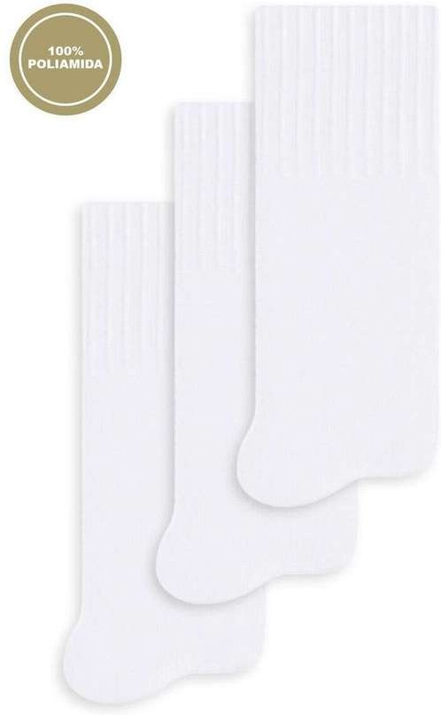 Kit 3 pares de Meias Infantil Cano Longo Selene 5010-002 Branco