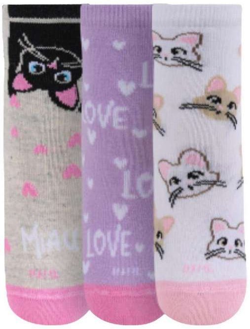 Kit 3 pares de Meias Infantil Cano Médio Trifil 5028 0904-Mescla-Dália-Branco