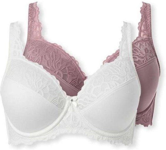 Imagem principal Kit com 2 Sutiãs com Aro e Bojo Iridien Demillus 65204 Taça B Branco-Lilas-Místico Demillus