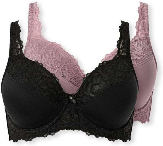 Imagem principal Kit com 2 Sutiãs com Aro e Bojo Iridien Demillus 65204 Taça B Preto-Lilas-Místico Demillus