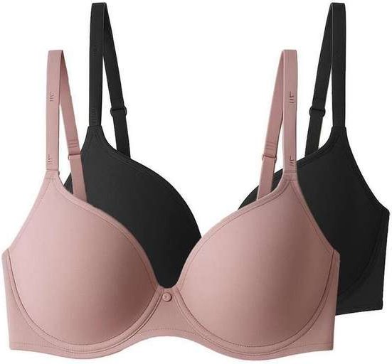 Kit com 2 Sutiãs com Aro e Bojo Liz 51381 Taça C Blush-Preto