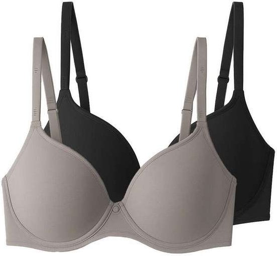 Kit com 2 Sutiãs com Aro e Bojo Liz 51381 Taça C Sepia-Preto