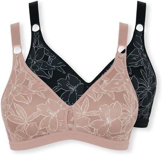 Imagem principal Kit com 2 Sutiãs Sustentação Olimpo Anizete Demillus 61741 Taça B Bege-Rosado-Preto Demillus