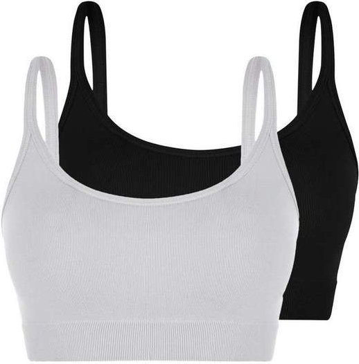 Imagem principal Kit com 2 Tops sem Aro e sem Bojo Loba 41018-001 Branco-Preto Lupo Lupo