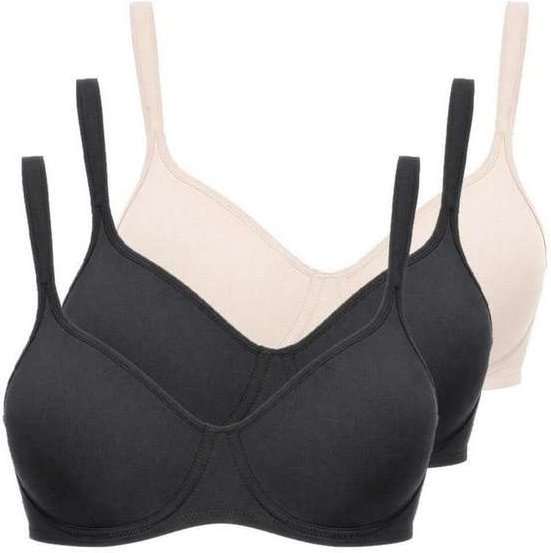 Kit com 3 Sutiã com Aro e sem Bojo W Triumph Shape 24814 Taça B Preto-Base