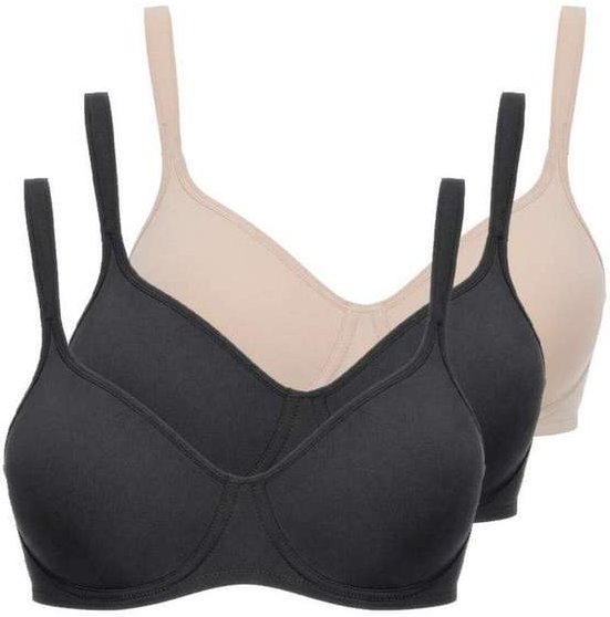 Kit com 3 Sutiã com Aro e sem Bojo W Triumph Shape 24814 Taça B Preto-Mink