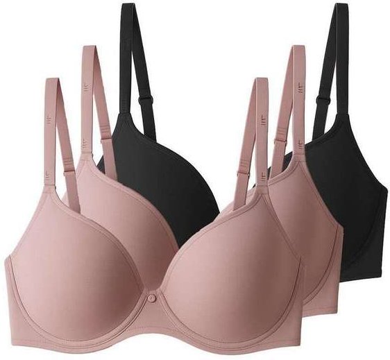 Kit com 3 Sutiãs com Aro e Bojo Liz 51381 Taça D Blush-Preto