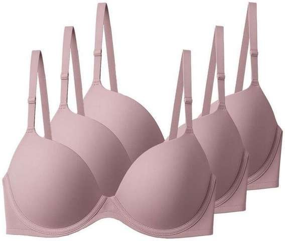 Kit com 3 Sutiãs com Aro e Bojo Push Up Liz 51690 Taça B Sepia-Blush