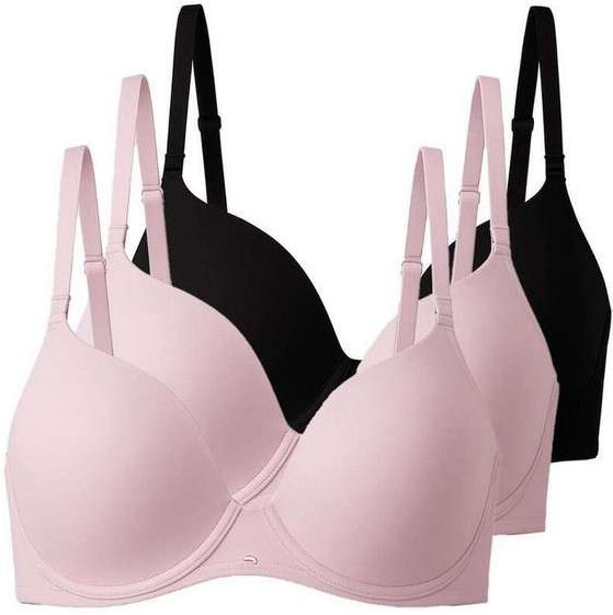 Kit com 3 Sutiãs com Aro e Bojo Push Up Liz 51805 Taça B Blush-Preto