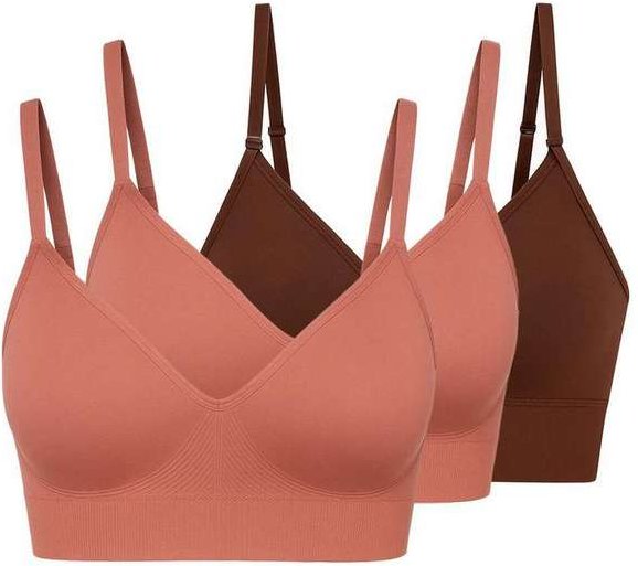 Kit com 3 Sutiãs sem Aro com Bojo Liz 51302 Rosa-Mônaco-Brunette