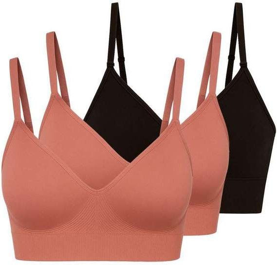 Kit com 3 Sutiãs sem Aro com Bojo Liz 51302 Rosa-Mônaco-Super-Black