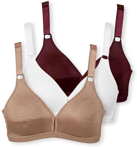 Imagem principal Kit com 3 Sutiãs sem Aro e sem Bojo Demillus 61196/61096 Taça B Bege-Rosado-Branco-Vinho-Barolo Demillus