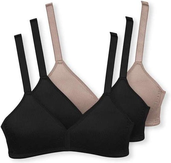 Imagem principal Kit com 3 Sutiãs sem Aro e sem Bojo Moderato Demillus 61100 Preto-Preto-Bege-Rosado Demillus