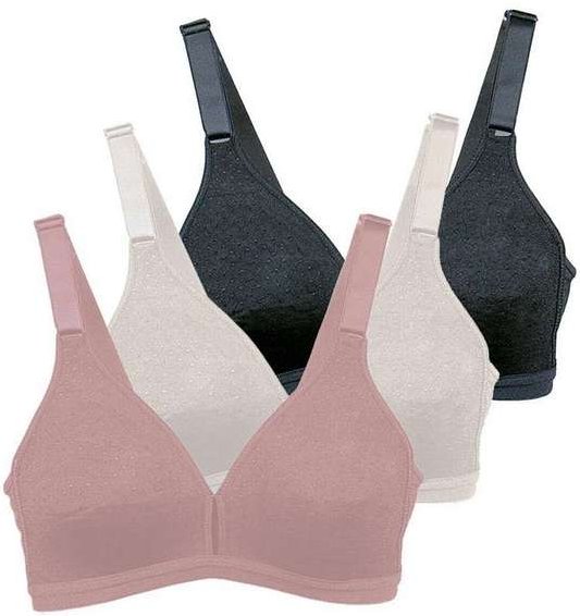 Imagem principal Kit com 3 Sutiãs sem Aro e sem Bojo Olimpo Demillus 61019 Bege-Rosado-Pérola-Preto