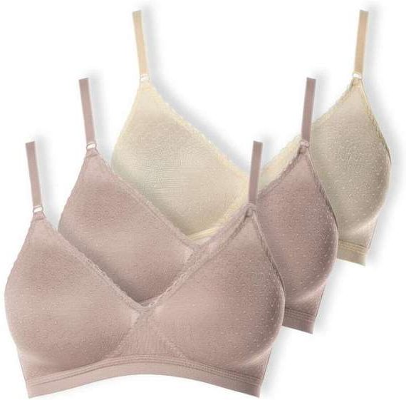 Imagem principal Kit com 3 Sutiãs sem Aro e sem Bojo Poás Demillus 61411 Bege-Rosado-Pérola