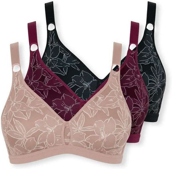 Imagem principal Kit com 3 Sutiãs Sustentação Olimpo Anizete Demillus 61741 Taça B Bege-Rosado-Vinho-Barolo-Preto Demillus