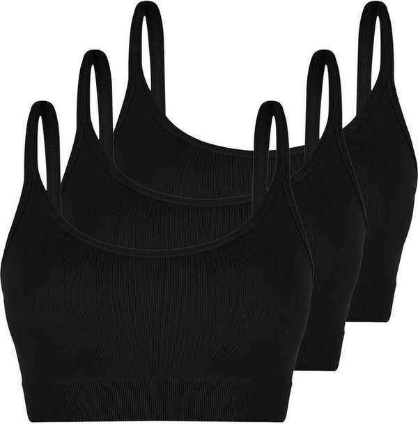 Imagem principal Kit com 3 Tops sem Aro e sem Bojo Loba 41018-001 Preto Lupo Lupo