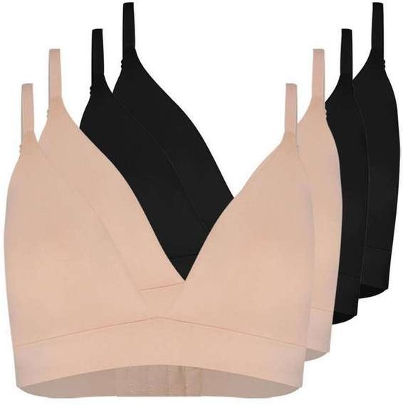 Kit com 4 Sutiãs sem Aro com Bojo Removível Hope 274840 Bege-Ballet-Preto