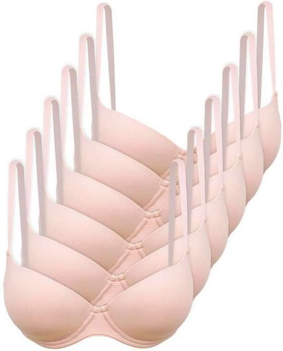 Kit com 6 Sutiãs com Aro e Bojo Hope 2484 Taça B Bege-Ballet