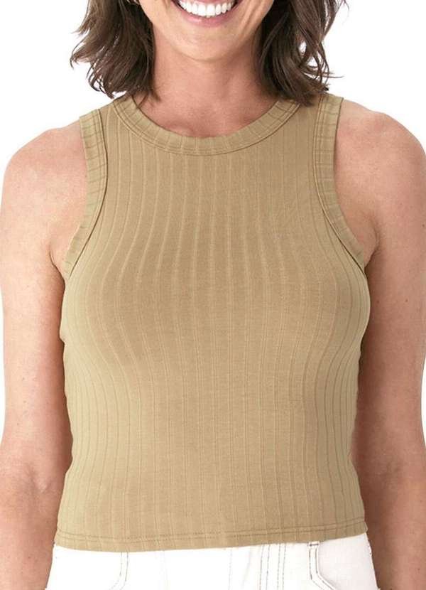 Blusa Feminina Regata Cropped Malwee 1000113554 70032-Bege