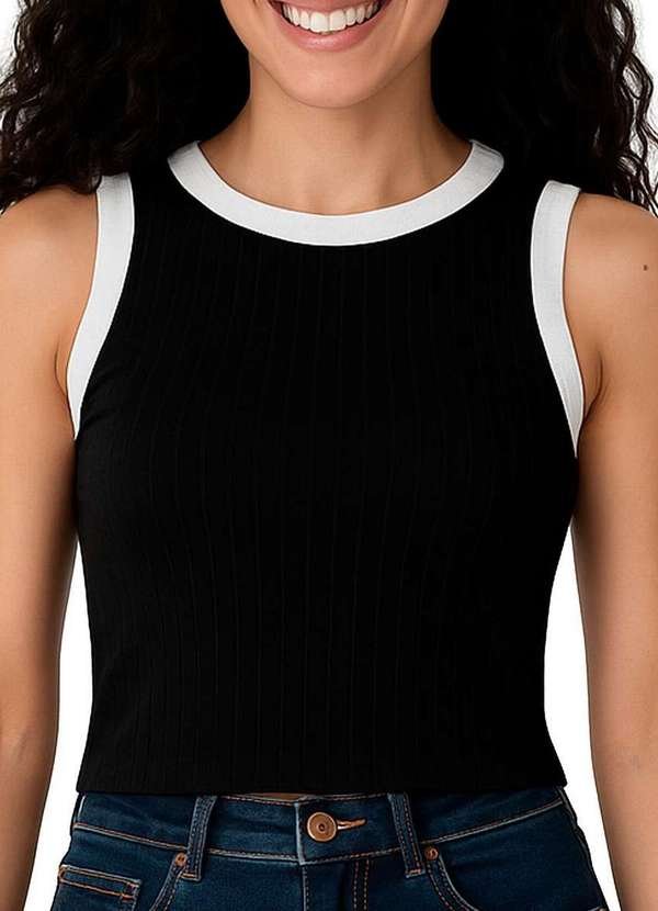 Blusa Feminina Regata Cropped Malwee 1000113554 C0041-Preto