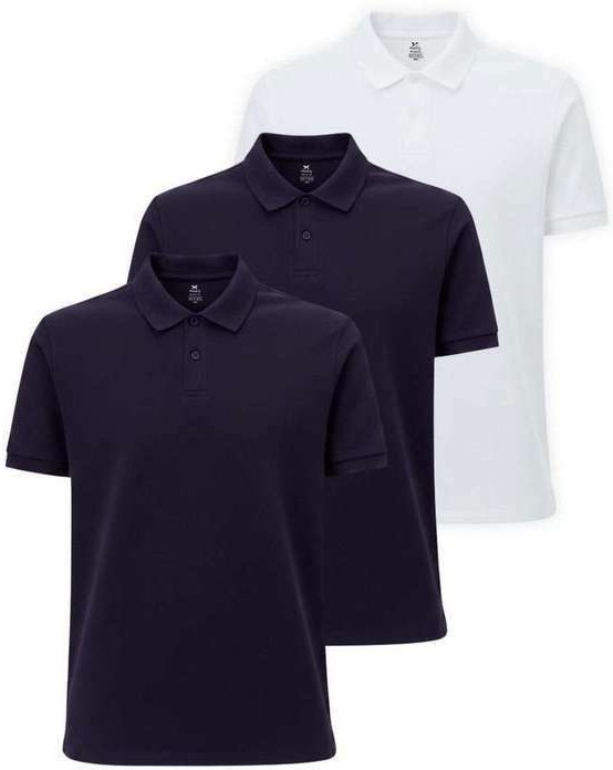 Imagem principal Kit com 3 Camisetas Polo Masculina Hering N3a7 Marinho-Branco Hering