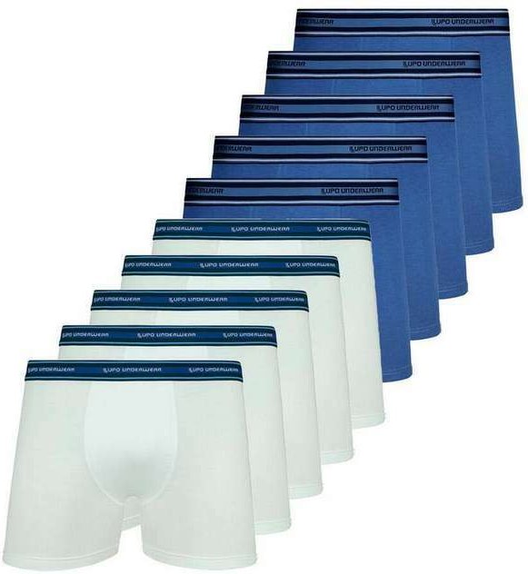 Imagem principal Kit com 10 Cuecas Boxer Lupo 523-003 Branco-Azul Lupo