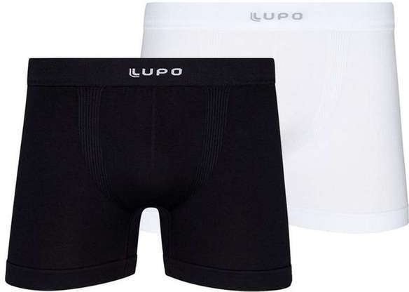 Imagem principal Kit com 2 Cuecas Boxer Lupo 661-001 Preto-Branco Lupo