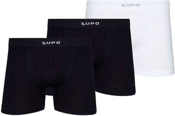 Imagem principal Kit com 3 Cuecas Boxer Lupo 661-001 Preto-Branco Lupo