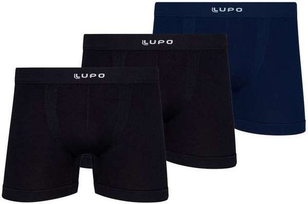 Imagem principal Kit com 3 Cuecas Boxer Lupo 661-001 Preto-Marinho Lupo