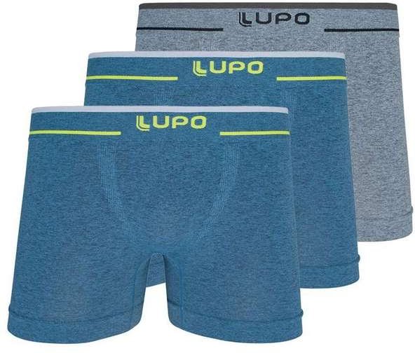 Imagem principal Kit com 3 Cuecas Boxer Lupo 733-004 Azul-Cinza Lupo
