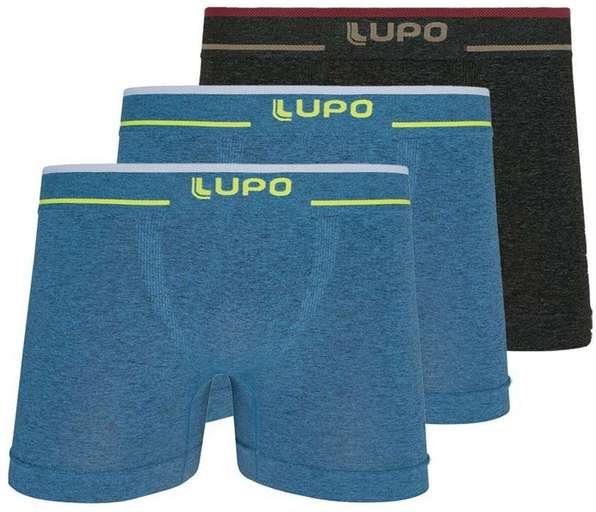 Imagem principal Kit com 3 Cuecas Boxer Lupo 733-004 Azul-Preto-Mescla Lupo