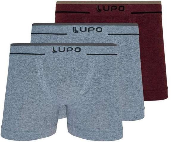 Imagem principal Kit com 3 Cuecas Boxer Lupo 733-004 Cinza-Marsala Lupo
