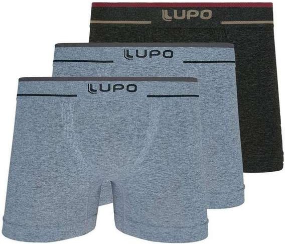 Imagem principal Kit com 3 Cuecas Boxer Lupo 733-004 Cinza-Preto-Mescla Lupo