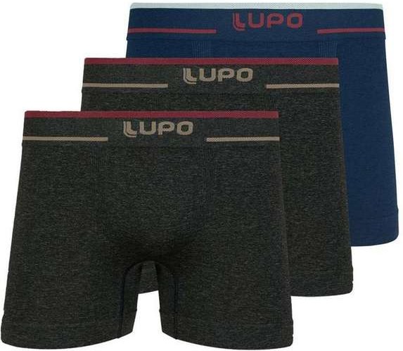 Imagem principal Kit com 3 Cuecas Boxer Lupo 733-004 Preto-Mescla-Marinho Lupo