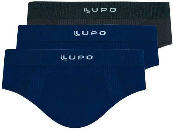 Imagem principal Kit com 3 Cuecas Slip Lupo 681-001 Grafite-Marinho Lupo