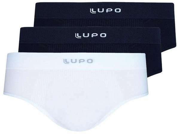 Imagem principal Kit com 3 Cuecas Slip Lupo 681-001 Preto-Branco Lupo