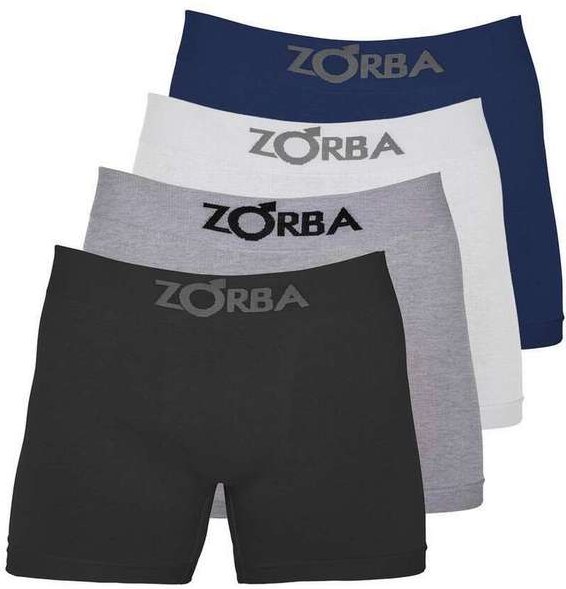 Kit com 4 Cuecas Boxer Zorba 781 Preto-Mescla-Branco-Marinho