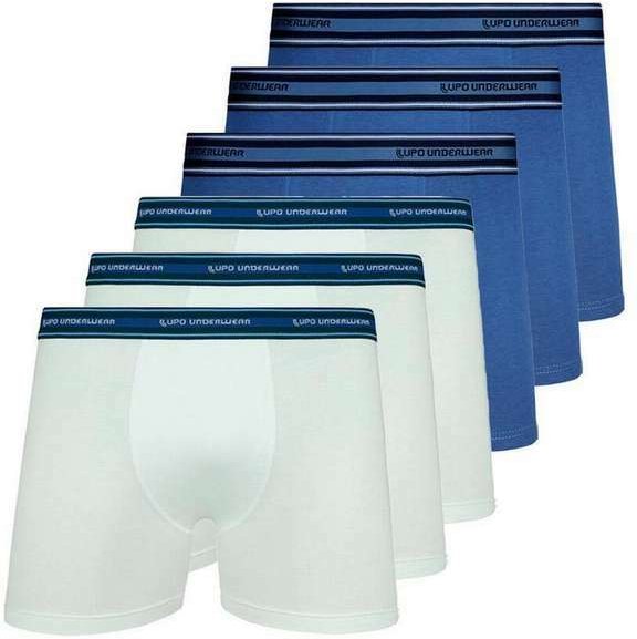 Imagem principal Kit com 6 Cuecas Boxer Lupo 523-003 Branco-Azul Lupo